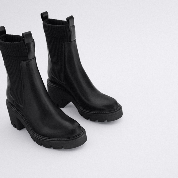 Zara Shoes Zara Lug Sole Chunky Platform Sock Boots Poshmark